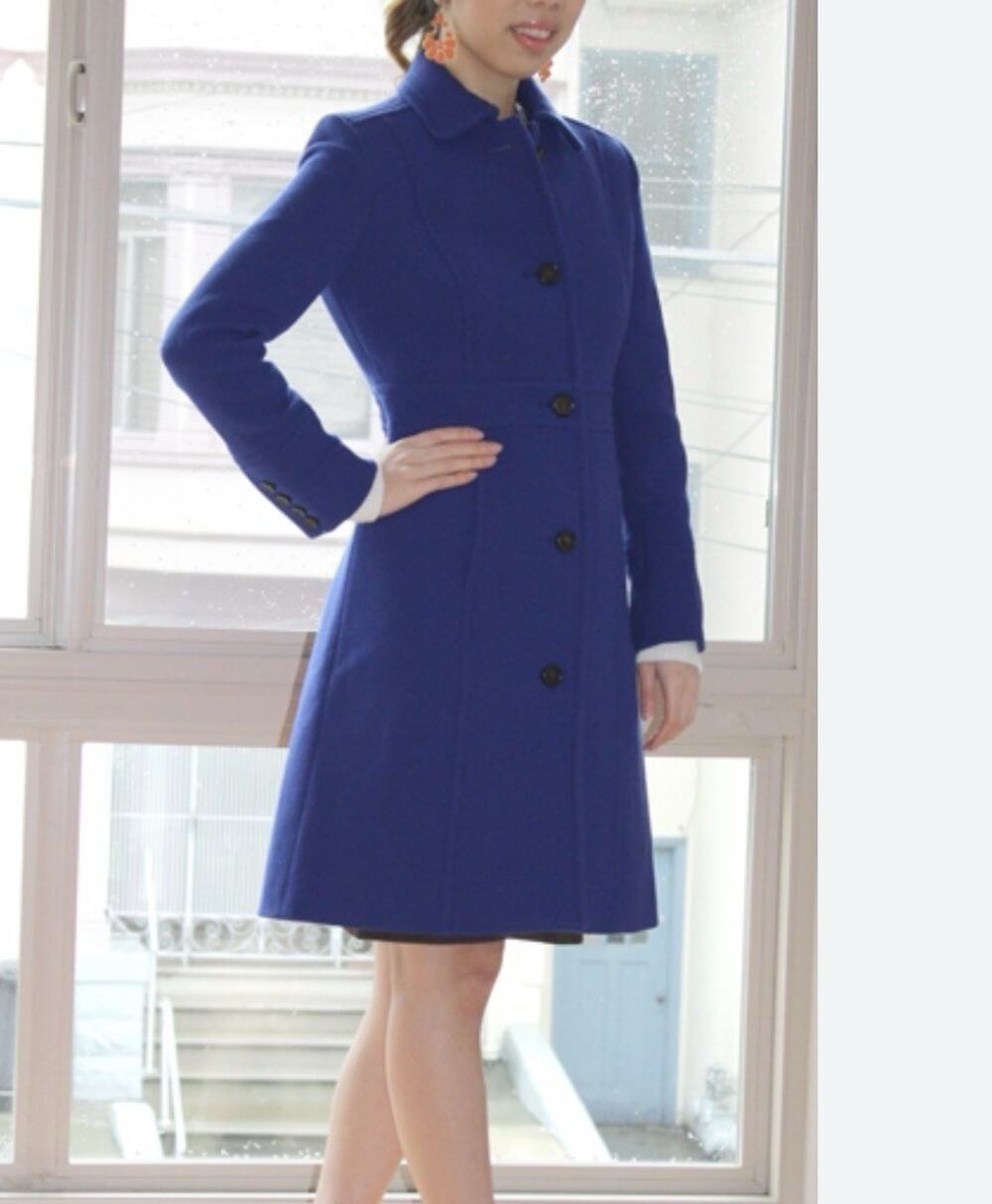 J.Crew Lady Day Coat Sz 0 Double Cloth Italian Wool Blue Thinsulate Classic